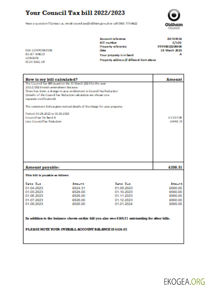 Projet de loi sur la taxe d'affaires du conseil d'Oldham, SCR